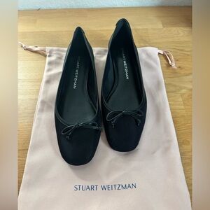 Stuart Weitzman Black Loafers with Bow Accent